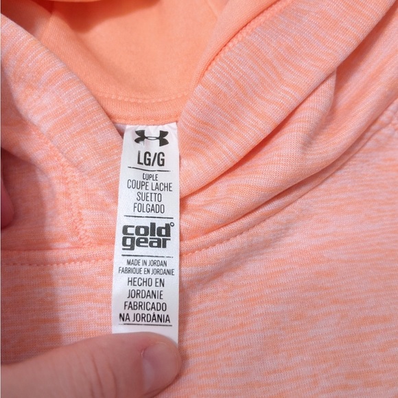 Under Armour ColdGear Storm Hoodie Women’s Large Peach Orange Pullover Fleece - Picture 14 of 14
